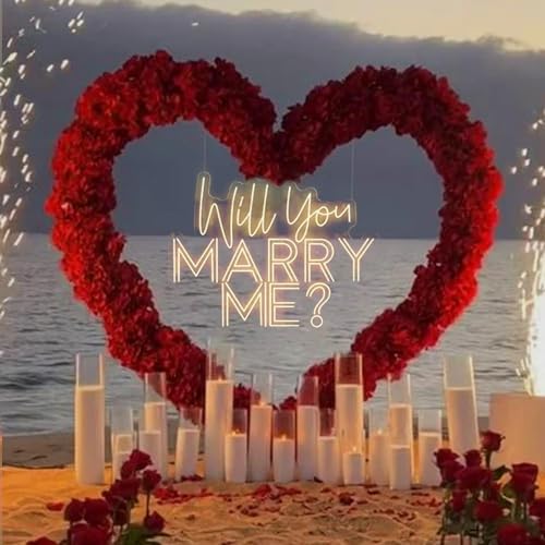 Will You Marry Me? Neon Sign -Size:23inch- Custom Large Wedding LED Neon Light Home Wall Decor Wedding Engagement Party Ba...