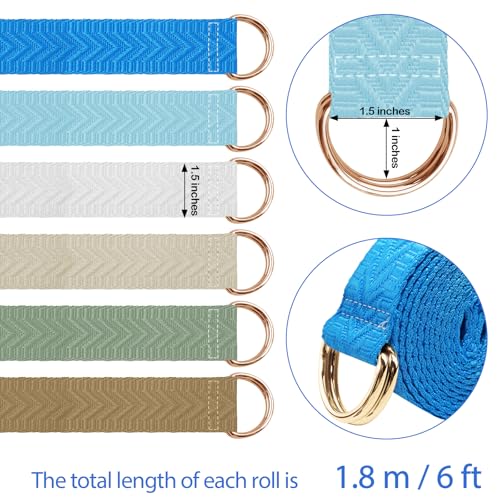 6 Packs Yoga Strap for Stretching Yoga Belt Adjustable Straps for Non Elastic Stretching Strap Exercise Straps for Pilates