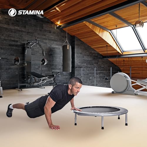 Stamina Folding Trampoline with Smart Workout App, Black - Portable Fitness Rebounder for Home Gym, Cardio & Strength Trai...