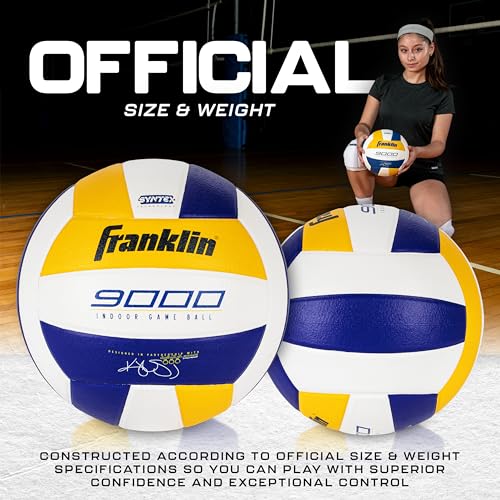 Franklin Sports Indoor Training + Match Volleyballs - Premium 9000 + 6000 Official Size Adult + Youth - Ball + Air Pump