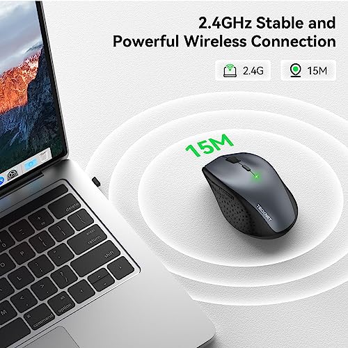 TECKNET Wireless Mouse, 2.4G USB Computer Mouse with 6-Level Adjustable 4800 DPI, Silent Quiet Click，30 Months Battery, Er...