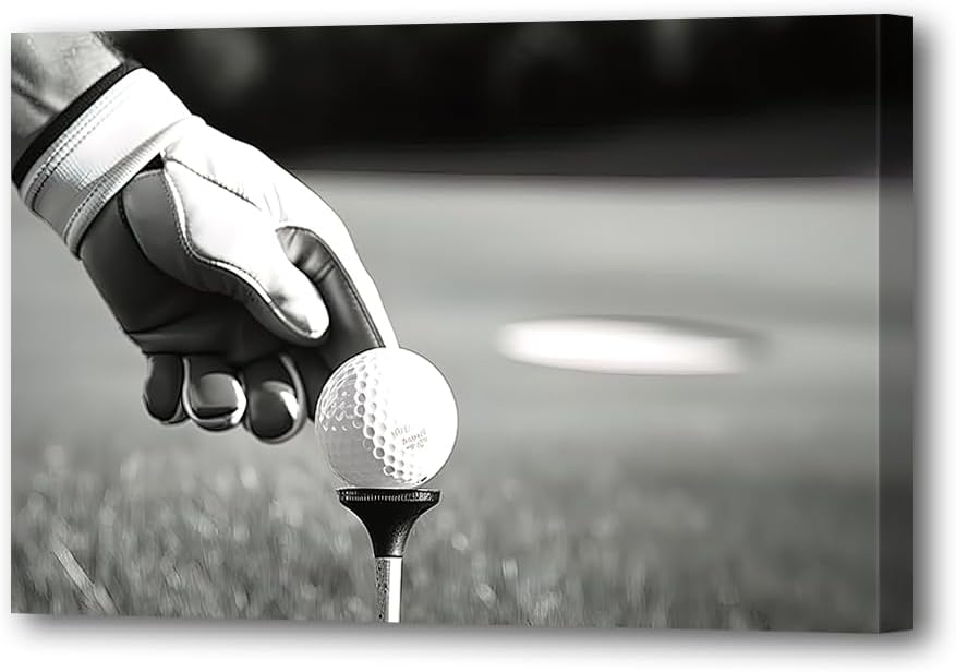 LURENCZH Golf Canvas Wall Art Golf Ball Picture Painting Black and White Sport Paintings for Golf Course Fitness Room Office Decor Framed(Golf-1,20.00" x 30.00")