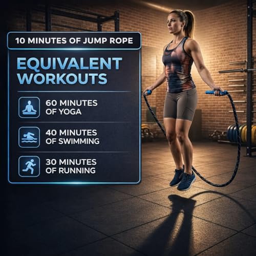 Weighted Jump Rope - 2.9lbs, 9.9 Feet Long Jump Ropes for Fitness, Home Workout Rope, Skipping Rope for Exercise, Total Bo...