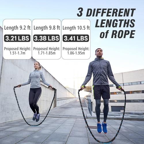 Supertrip Upgraded Weighted Jump Rope for Fitness Men Women Second Generation 360 Rotating Handles, 3.21LBS 3.38LBS 3.41LB...