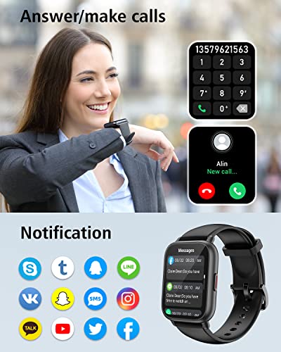 RUIMEN Smart Watches for Men Women (Answer/Make Calls, 2 Bands Included), 1.8" Smartwatch for iOS/Android Phones, Fitness ...