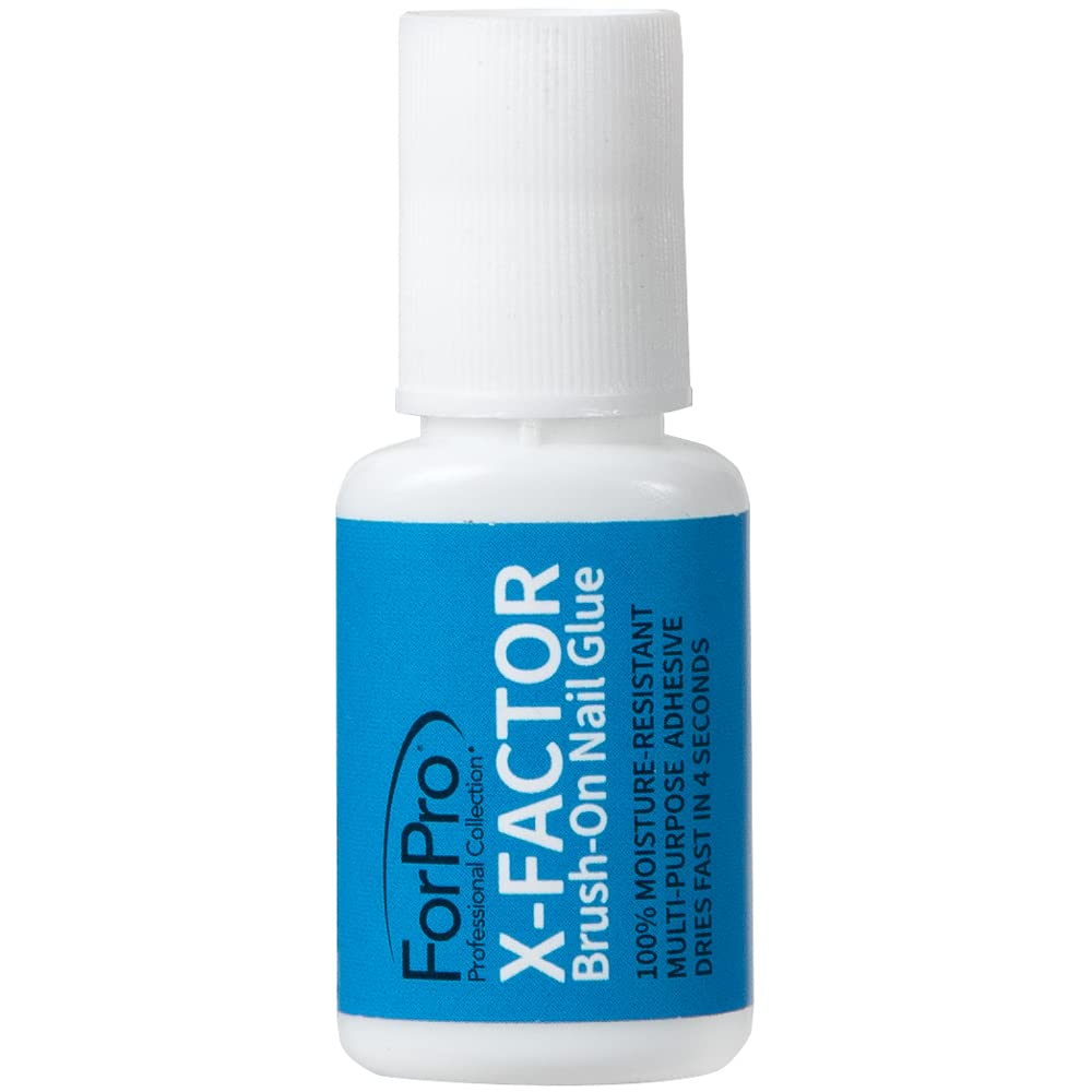 ForPro Professional Collection ForPro X-Factor Brush-On Nail Glue, Long-Lasting, Quick-Drying Nail Glue for Applying Artificial