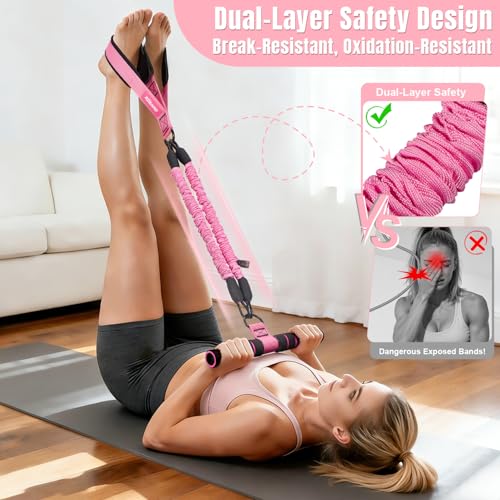KUZARO Upgraded Multifunction Pedal Resistance Band with Handle, 3 Tube Adjustable Resistance Bands for Abdomen, Waist, Ar...