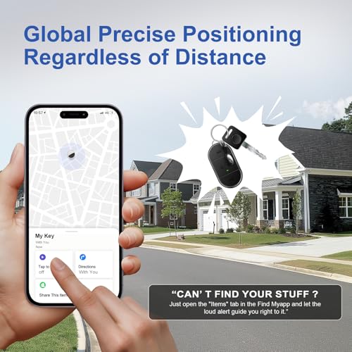 Air Tracker Tag 2 Pack [Apple MFi Certified] with Find My(iOS Only), Key Finder with No App Needed, Waterproof, 365-Day St...