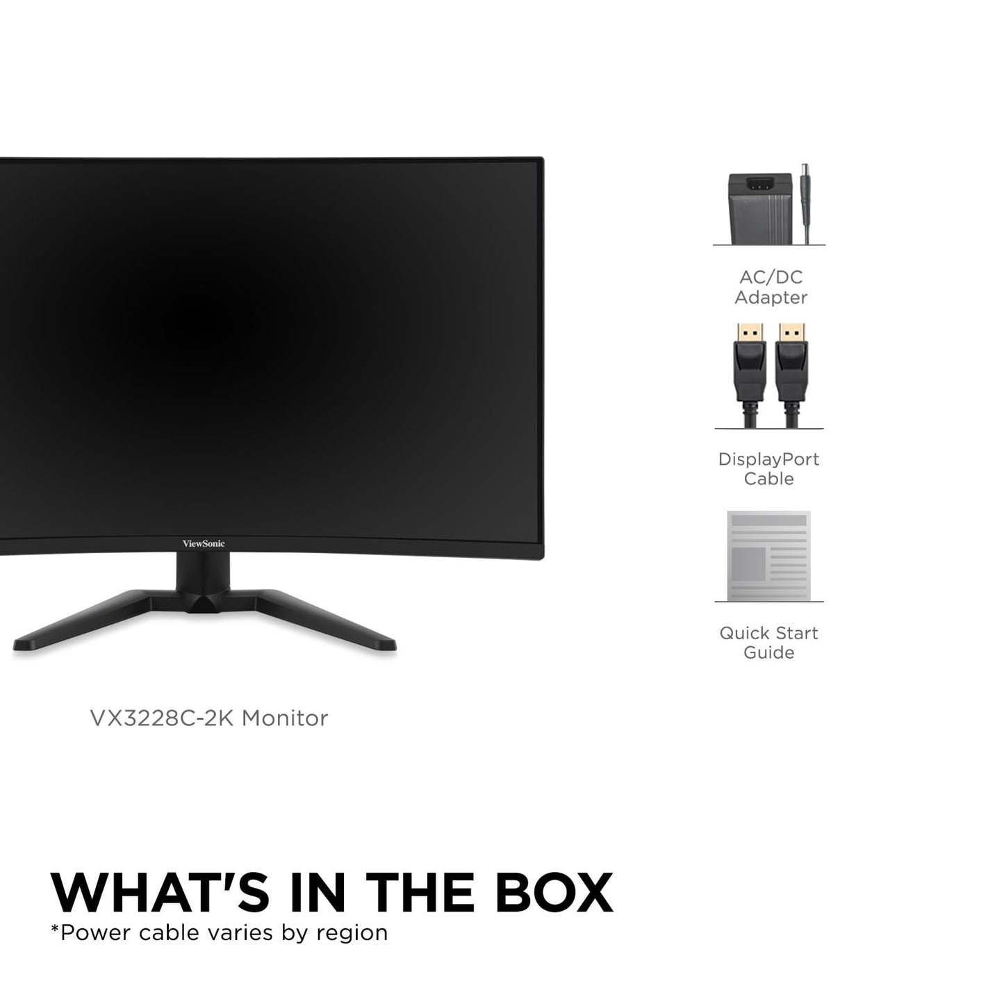 ViewSonic VX3228C-2K 32 Inch 1440p Curved Gaming Monitor with 1ms, 180Hz, FreeSync, Eye Care, HDMI, and DisplayPort Inputs