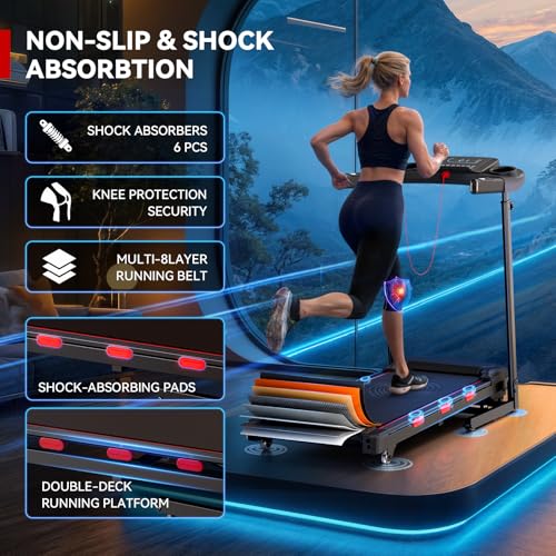 8.7MPH Treadmills for Home, 0%-15% Incline Walking Pad Treadmill with Auto-Folding, 3.5HP Wide Running Area Supports Up to...