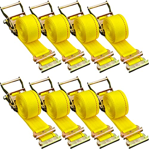 VEVOR E-Track Ratchet Straps, 8 Pack 2" x 15' Heavy Duty Cargo Tie-Downs, 4400 lbs Breaking Strength, Standard E Track Fit...