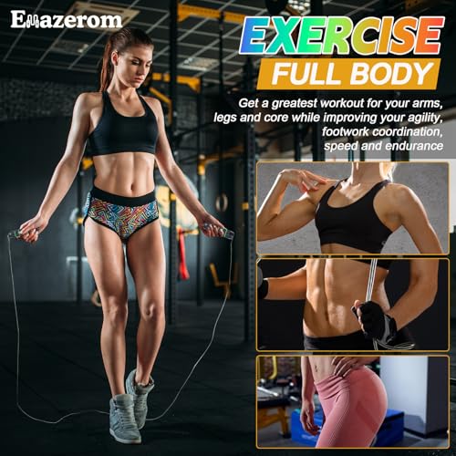 Emazerom Jump Rope for Women Men Kids, Adjustable Skipping Rope with Ball Bearings, Professional Jumping Rope with Foam Ha...