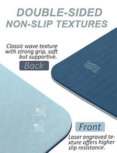 BEAUTYOVO Yoga Mat with Strap, 1/3 Inch Extra Thick Yoga Mat Double-sided Non Slip, Professional TPE Yoga Mats for Women M...