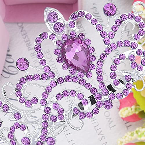 CURASA Purple Tiara - Cute Crystal Tiaras for Women & Girls - Princess Crown with Combs - Exquisite Hair Accessories for Prom