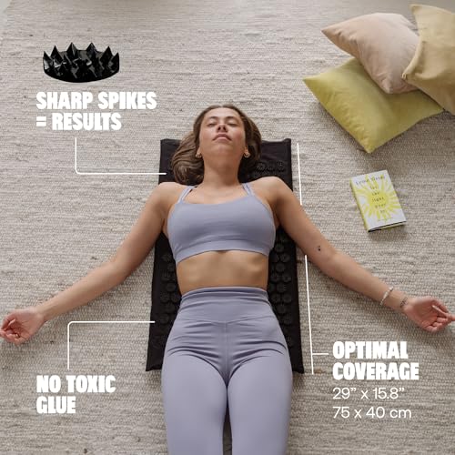 ShaktiMat Classic Acupressure Mat Level 2 Intensity in Shakti Black, Relieves Stress & Tension, Promotes Relaxation & Focu...
