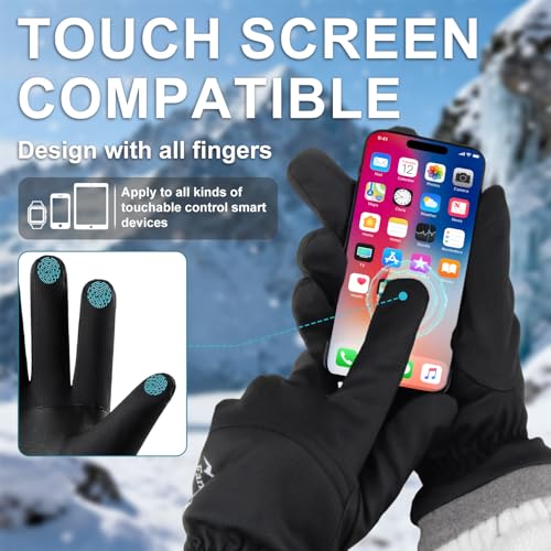 Fantspati Winter Waterproof Ski Gloves Men Women, Warm Windproof Snow Gloves with Touch Screen Fingers Fleece Lined,Glove ...