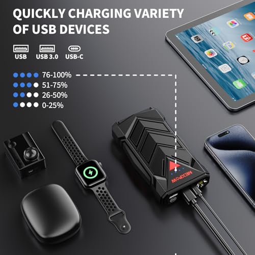 NEXPOW Battery Jumper Starter Portable,12V Car Battery Jump Starter Power Pack with USB Quick Charge (Up to 7L Gas or 5.5L...