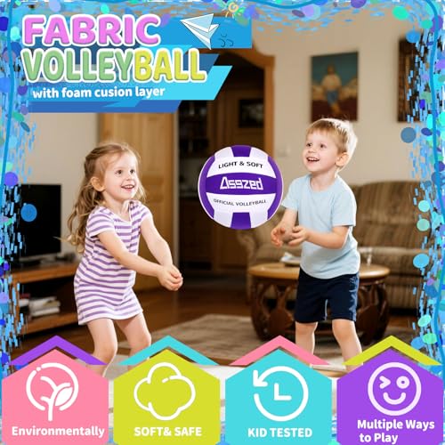 Asgzed Soft Volleyball for Indoor Practice-Super Soft & Silent Fabric Indoor Volleyball Lightweight for Kids Youth Beginne...
