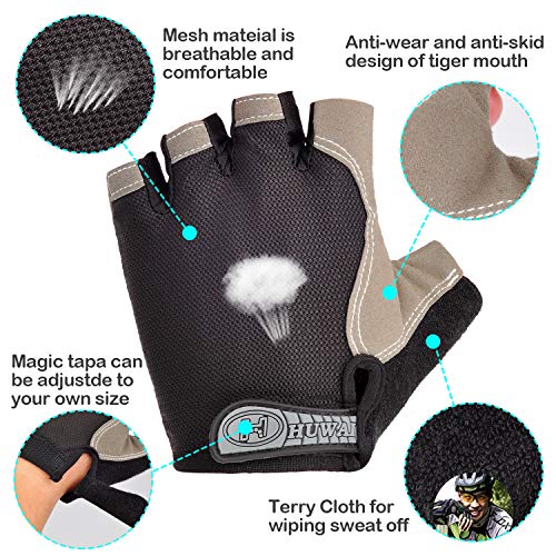 BOBILIFE Half Finger Anti-Slip Breathable and Shockproof Cycling Gloves, for Biking or Motorcycling Riding