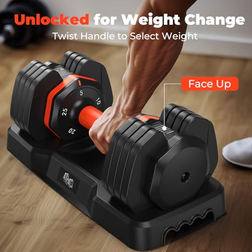 FLYBIRD Adjustable Dumbbell Set of 2, 110LB/50LB Weights Dumbbell Set for Home Gym Exercise & Fitness, Fast Change Weights...