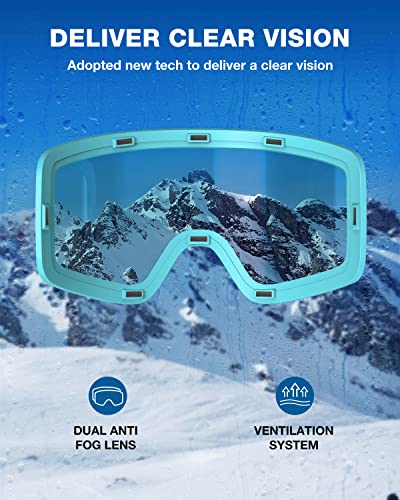 ZIONOR Ski Goggles, X12 100% OTG Snow Goggles Detachable Lens for Men Women Adult