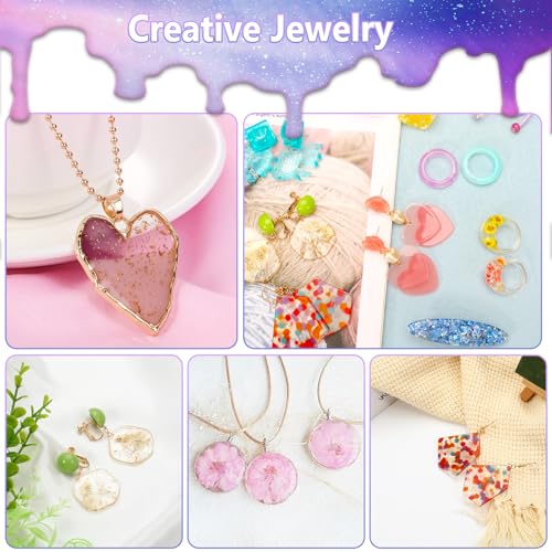KISREL UV Resin Jewelry Making Kit, 300g Crystal Clear Resin with Light and Molds, DIY Jewelry Making Kit, Resina Starter ...