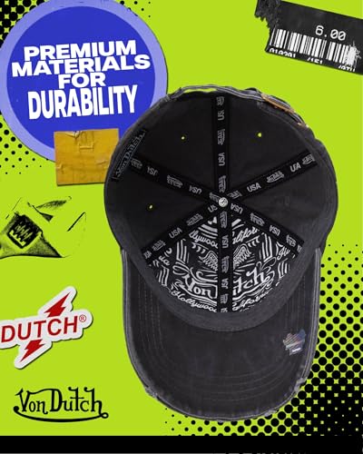 Von Dutch Men & Womens Baseball Caps - Breathable Adjustable Snapback Soft Cotton Canvas Curved Brim Vintage Hat