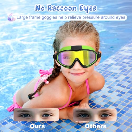 VegoVia Kids Swim Goggles 2 Pack, Anti-Fog UV Protection Wide View Swimming Goggles for kids 3-15 Youth Boys Girls Toddler