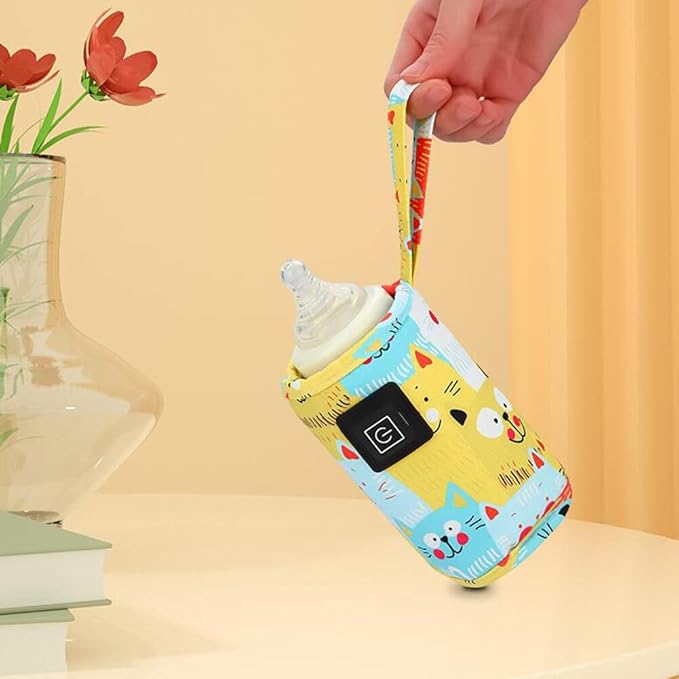 Portable Bottle Warmer,Adjustable 3 Temperature USB Travel Milk Heat Keeper Baby Bottle Heater Warming Bag Milk Heater Cover Bottle Warmer Insulation Bag,Yellow