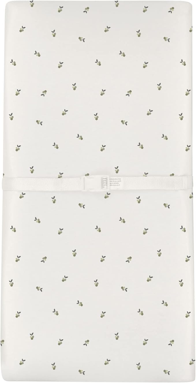 Ely's & Co. Patent Pending Waterproof Changing Pad Cover Sheets, 100% Cotton with Waterproof Lining – 2 Pack Fitted Cradle Sheet Set, Berry and Cluster Dot (Sage) 34” x 17”