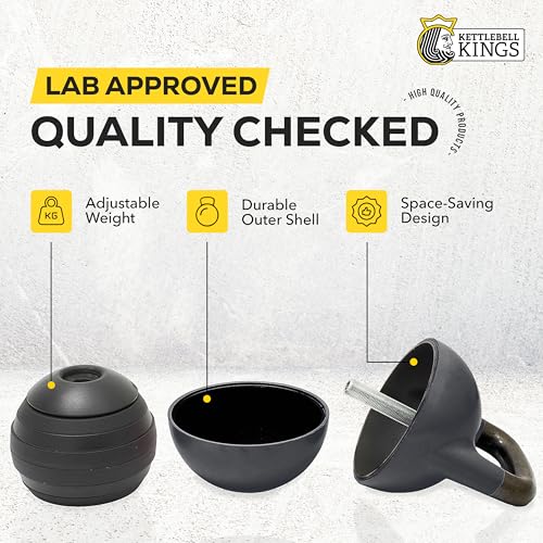 Kettlebell Kings Adjustable Kettlebell Set, 26-70 lb - Strength Training Kettlebells with 7 Plates - Secure Lock System an...