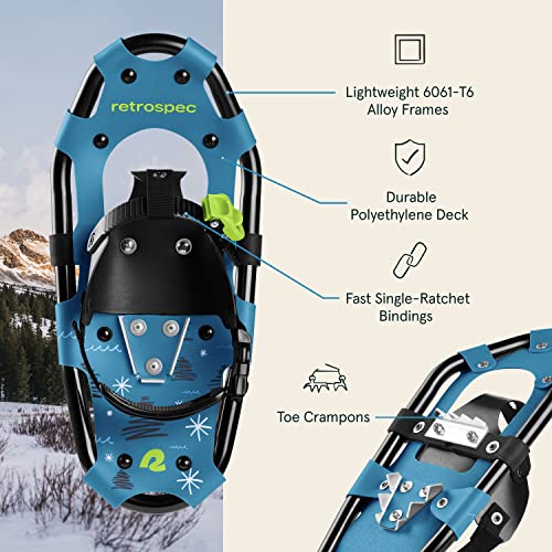 Retrospec Drifter Kids Snowshoes Bundle with Adjustable Trekking Poles - Lightweight Aluminum Hiking Sticks Collapsible fo...