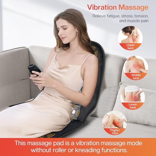 CILI Massage Chair Pad,Back Massager with Heat,Massage Seat Cushion with 10 Vibration Motors,30-60-90 Minutes Heating Opti...