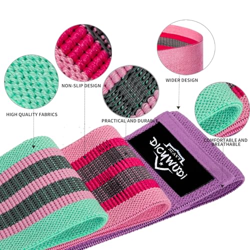 DICYWUDI Fabric Resistance Bands for Working Out, 6Pack Non-Slip Exercise Bands for Women and Men, Fabric Booty Bands for ...