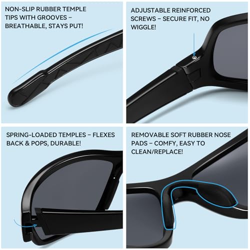 Dollger Polarized Sports Sunglasses for Men Women Lightweight Wrap-Around, UV400 for Running, Cycling, Driving, Fishing