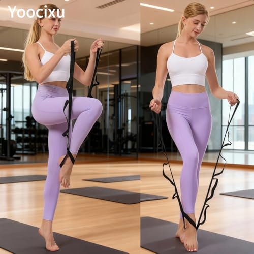 Yoga Straps for Stretching, Non-Elastic Stretch Band with 10 Loops, Durable Flexibility Strap for Physical Therapy, Pilate...