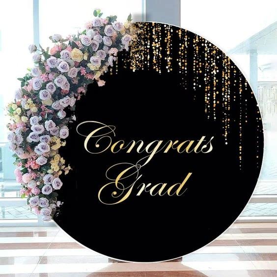 6.5Ft Black Round Backdrop Cover For 6.5Ft / 6.6Ft Circle Stand, Wrinkle Free Stretchy Circle Arch Round Backdrop Cover For Part
