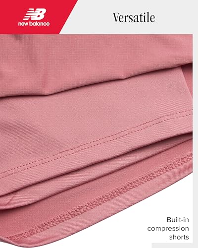 New Balance Girls' Active Skort Set - 2 Piece Short Sleeve T-Shirt and Performance Tennis Scooter Skirt (Sizes: 7-12)