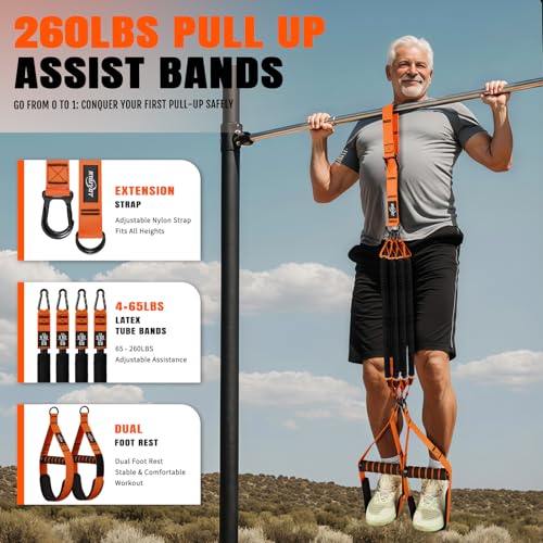 NTIUYOT Pull Up Bands, Heavy Duty Resistance Bands with Handle, Workout Bands for Pull Up Bar, Pullup Assist Band Set for ...