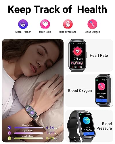 Amzhero Health Fitness Tracker with 24/7 Heart Rate, Blood Oxygen, Blood Pressure, Sleep Tracker, 5ATM Waterproof Activity...