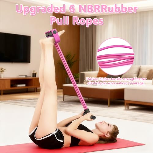 Pedal Resistance Band with Handle, Natural Rubber Foot Resistance Bands with Handles, New 6-Tube Manual Resistance Trainin...