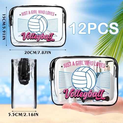 Falueqg Volleyball Gifts Makeup Bags - 12Pcs Volleyball PVC Clear Cosmetic Bags, Volley Ball Themed Sports Waterproof Chee...