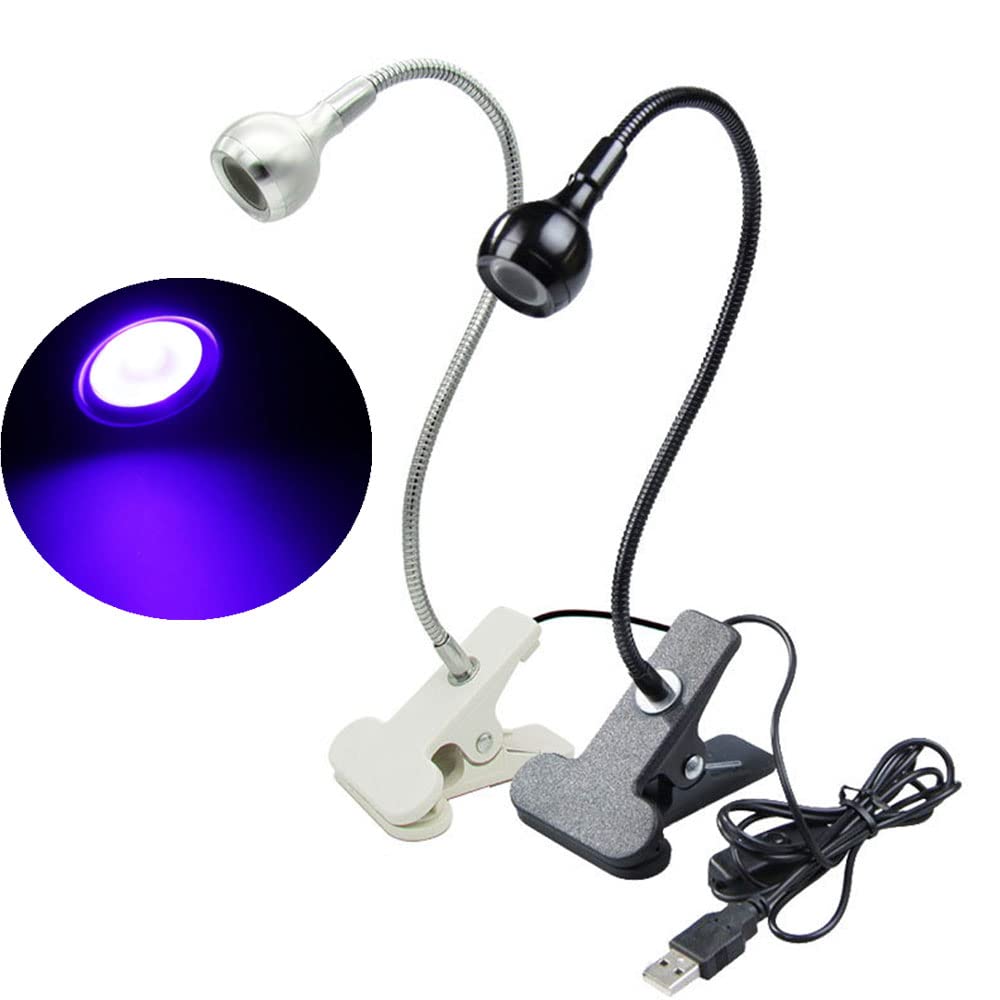 Meitawilltion 3W Uv Led Desk Light Flexible Gooseneck And Clamp Mini Desk Light With Switch Portable Glue Curing Lamp Light For Mobile Repair Silver