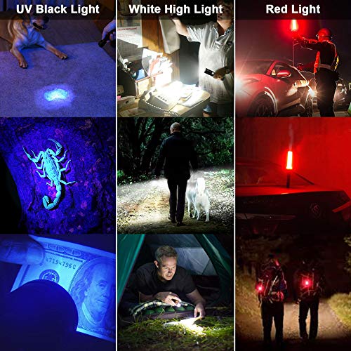 Spriak UV Flashlight Black Light, USB Rechargeable, 1000lm, 7 Modes, Waterproof, Aluminum, 1 Pack