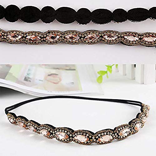 Teenitor 5pcs Hairbands for Women, 5 Rhinestone Beaded Headbands, Head Bands for Women's Hair Fashionable Handmade Crystal...