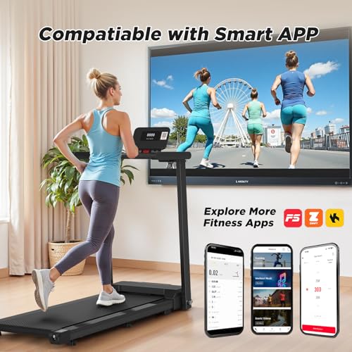 FANOFUN Folding Treadmill with Handles - 2.5HP Ultra-Quiet Electric Treadmill for Home, 300LBS Capacity, 12 Programs, Shoc...