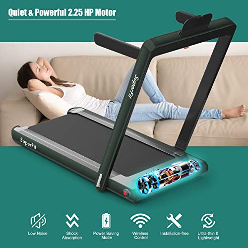 GYMAX Walking Pad, 2.25HP Dual Display Foldable Treadmill for Home with Remote/Smart App Control, Portable Compact Treadmi...