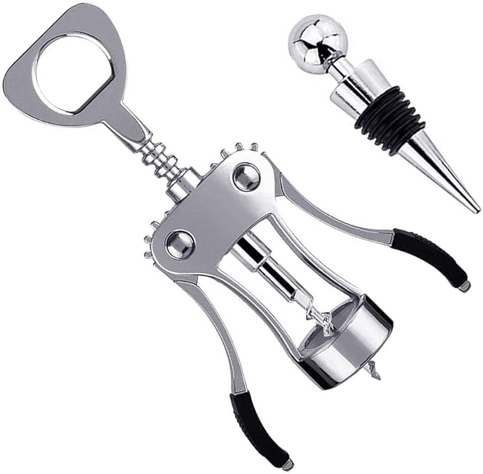 Foho Best Wing Corkscrew Wine Bottle Opener Luxury Waiter Corkscrew with Stopper Set for Wine Enthusiast Waiters - Sleeve Anchors