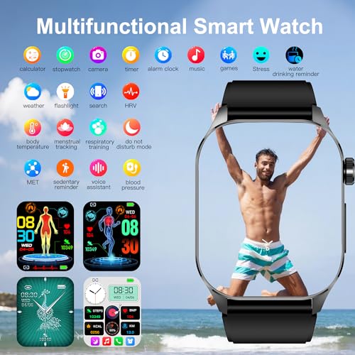 hellibito Advanced Health Smartwatch for Women Men with Real-Time Monitoring of Heart Rate, Blood Oxygen, Body Temperature...