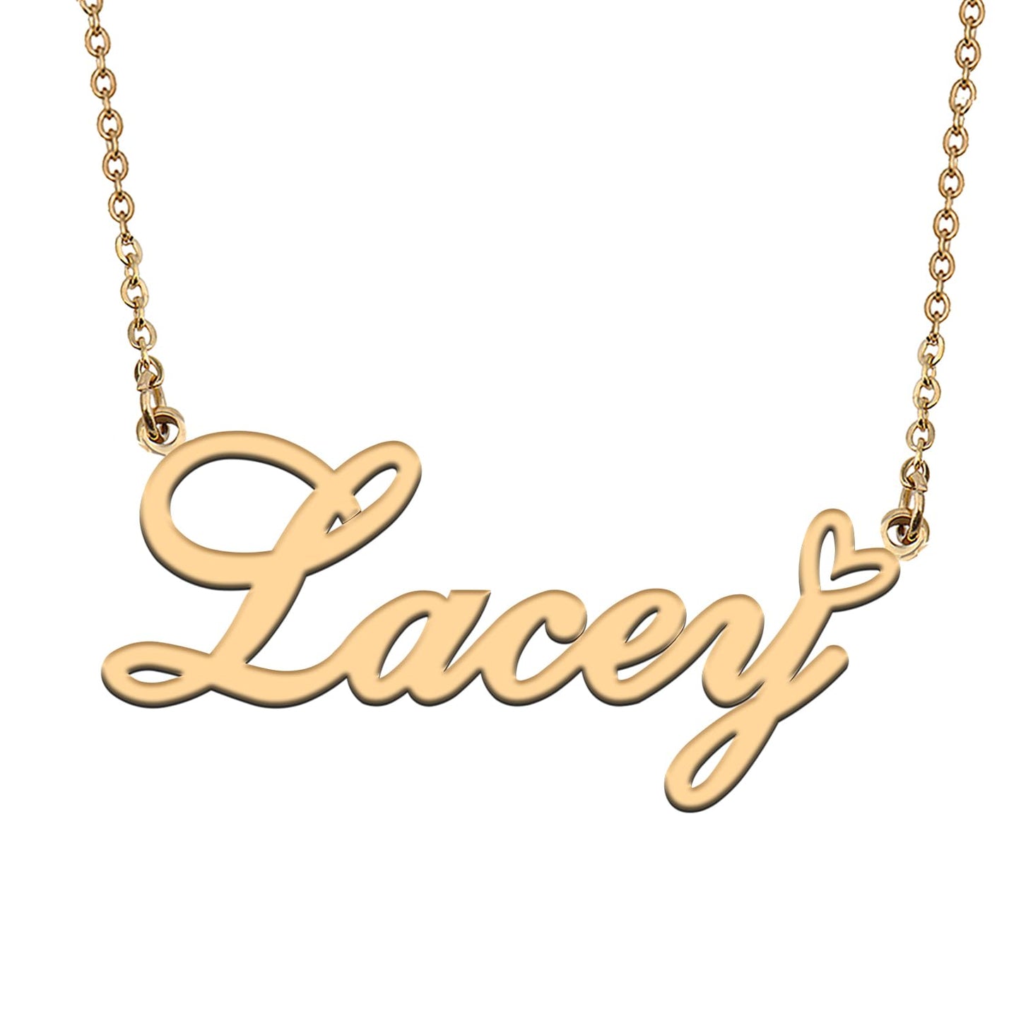 HUAN XUN Lacey Name Necklaces for Women Stainless Steel Custom Name Necklaces Pendant Jewelry Gift for Christmas